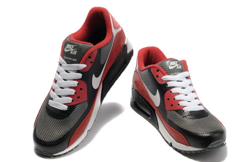 Air Max 90 Hyperfuse fourrure Chaussures Hommes Gris Fonce Rouge (1)